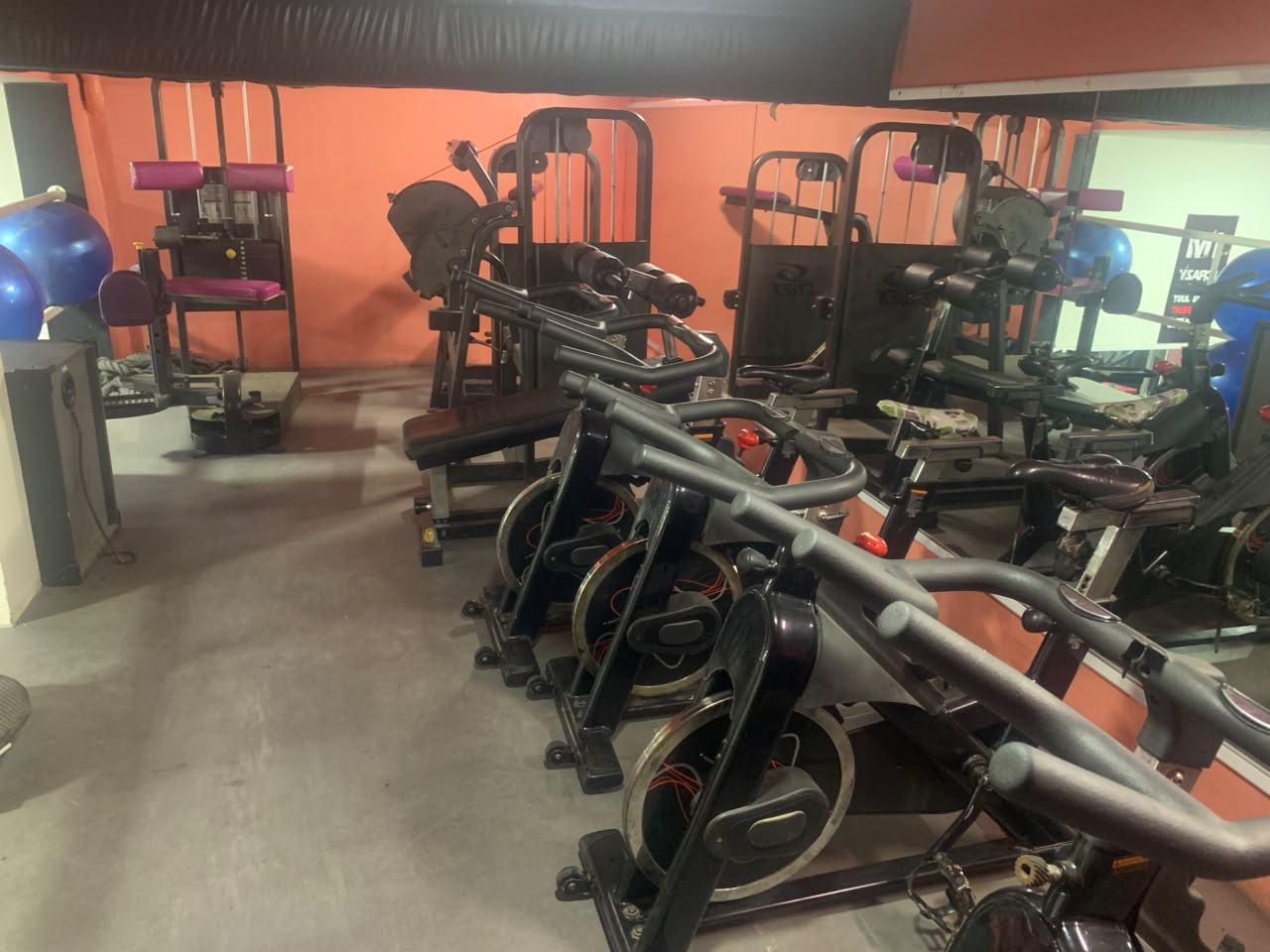 Rangée de vélos de spinning